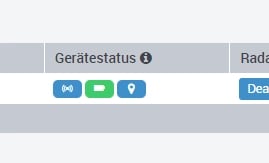 COREDINATE App Anzeige Gerätestatus