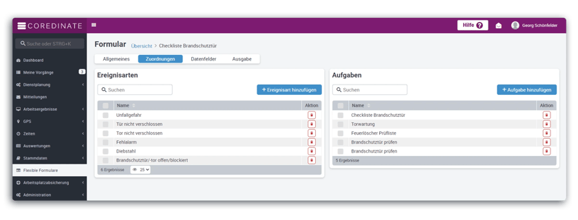 Flexible forms, forms, maintenance, documentation, tasks, COREDINATE portal