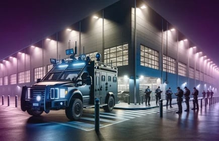 Security operation at a warehouse on an industrial site