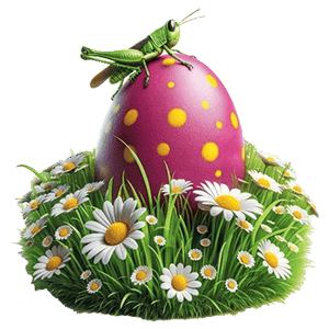 Easter egg with grasshopper