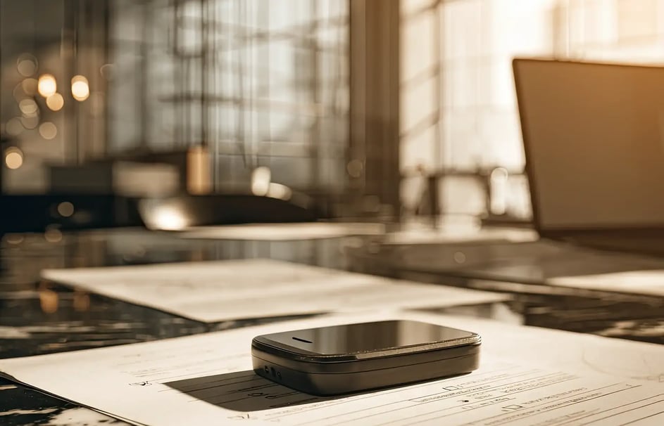 GPS device on top of paperwork