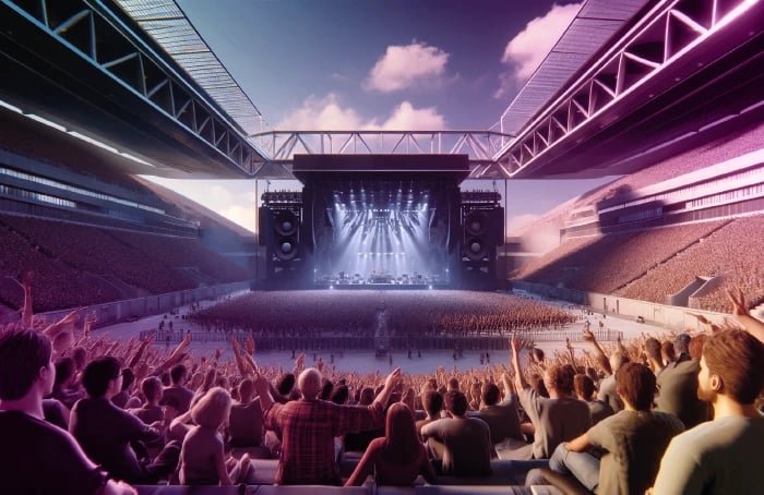 Une foule immense lors d'un concert dans un stade