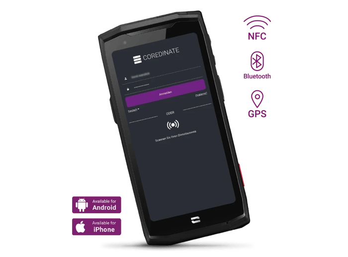 Crosscall Smartphone mit COREDINATE Wächterkontrollsystem