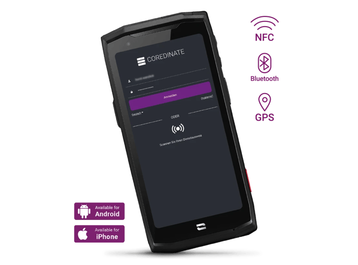 Crosscall Smartphone mit COREDINATE Wächterkontrollsystem
