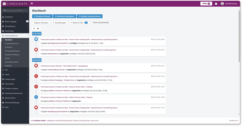 Screenshot Portal Arbeitsergebnisse Wachbuch