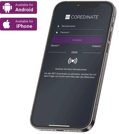Smartphone Login Screen Betriebssystem IOS und Android