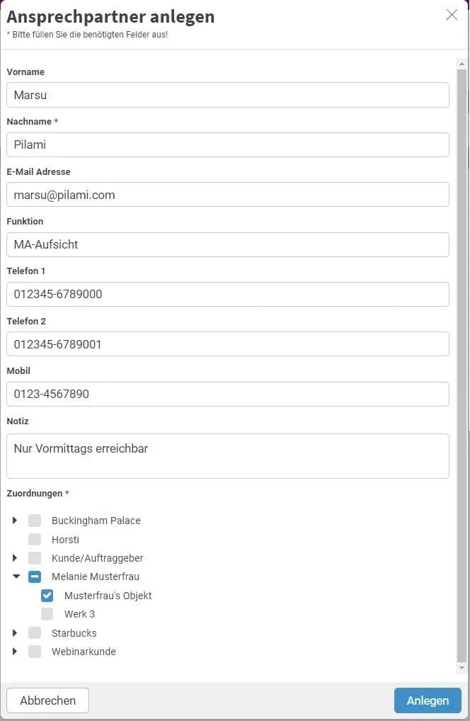 Stammdaten, ansprechpartner, liste, OWKS. Zuordnung