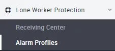 Alarm profile, Monitored devices, Settings, loneworkerprotection, security