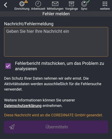 App, Einstellungen, Menue