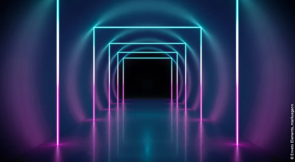 tunnel, Lichter, abstrakt, Ziel, Zukunft, Erfolg, Digitalisierung, Neon