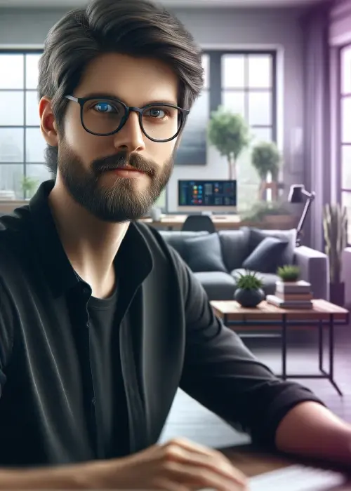 Junger Mann schaut in Kamera 