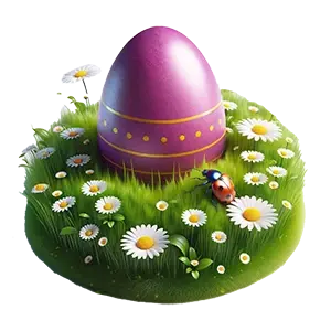 Osterei, Wiese, Marienkäfer