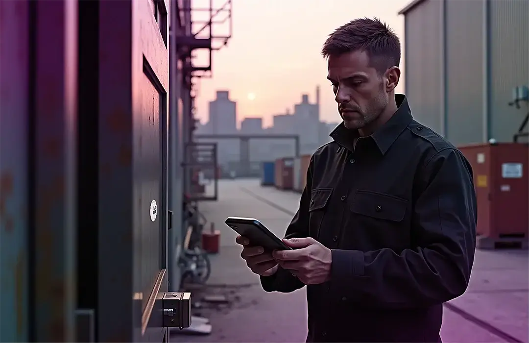 Security guard scans NFC-Tag