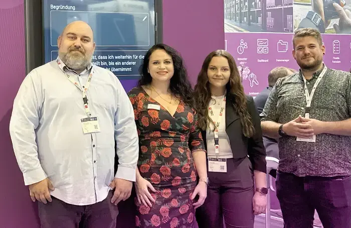 Marco Philipp, Vivien Maier and Daniel Hirt from the University Medical Center Freiburg together with COREDINATE CMO Daniela Gröbel-Becker