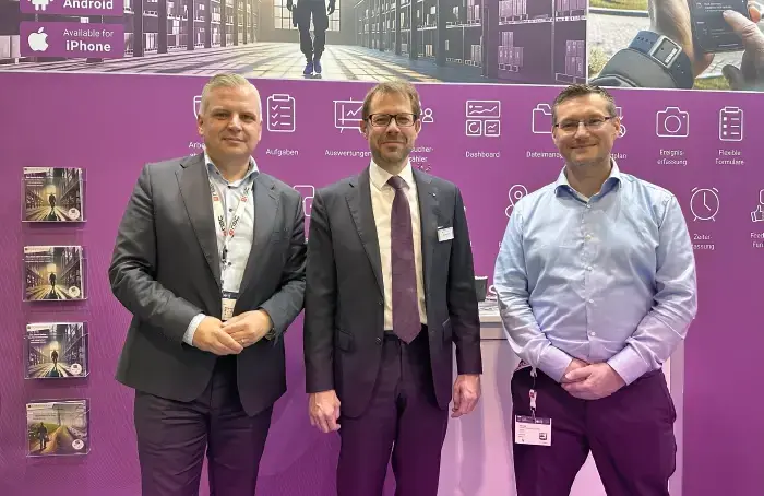 COREDINATE CEO Michael Kulig with Oliver Braun and Jan Ecke from Flughafen Berlin Brandenburg GmbH
