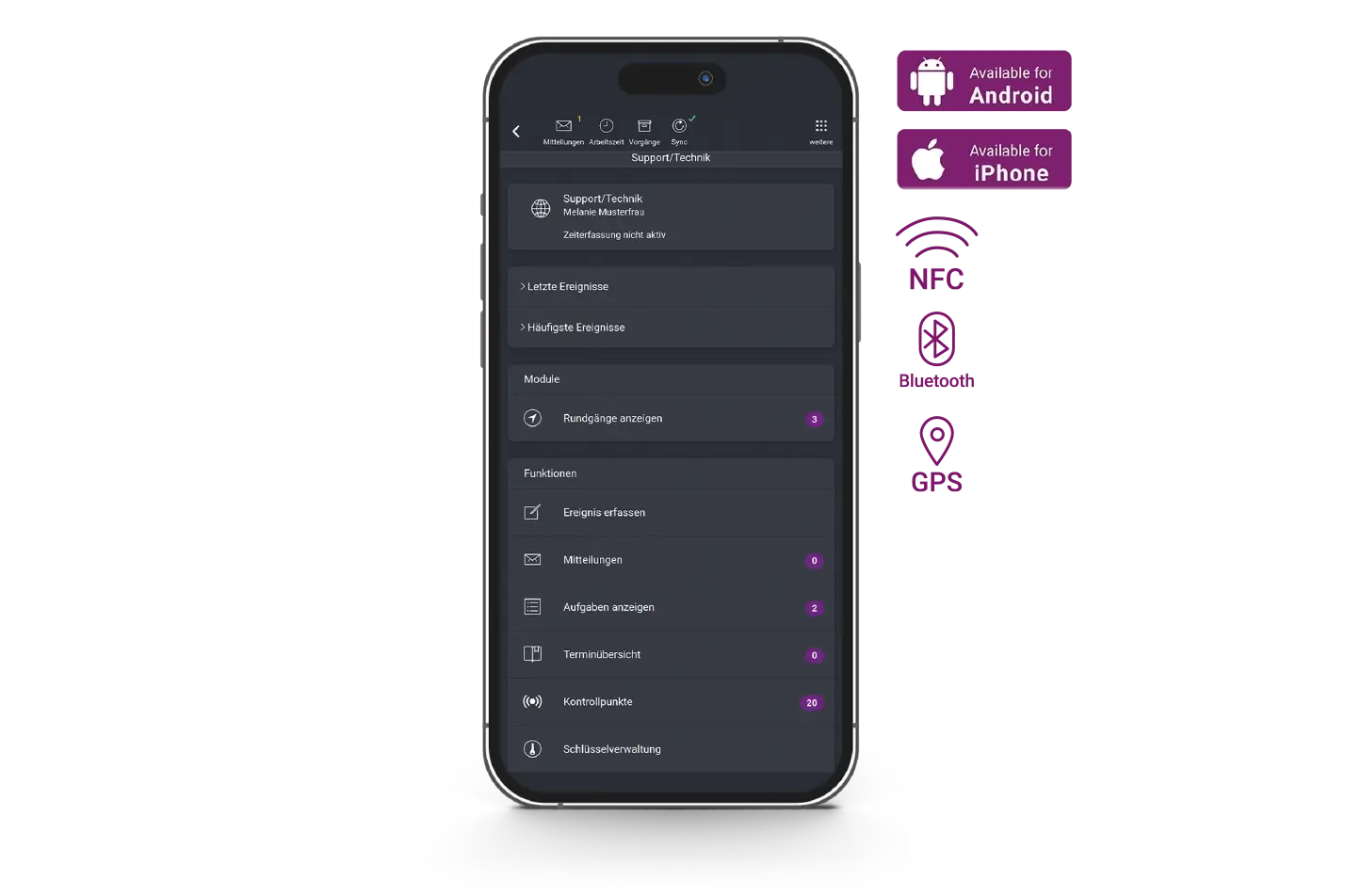 COREDINATE_App_dashboard_shown_on_smartphone_screen