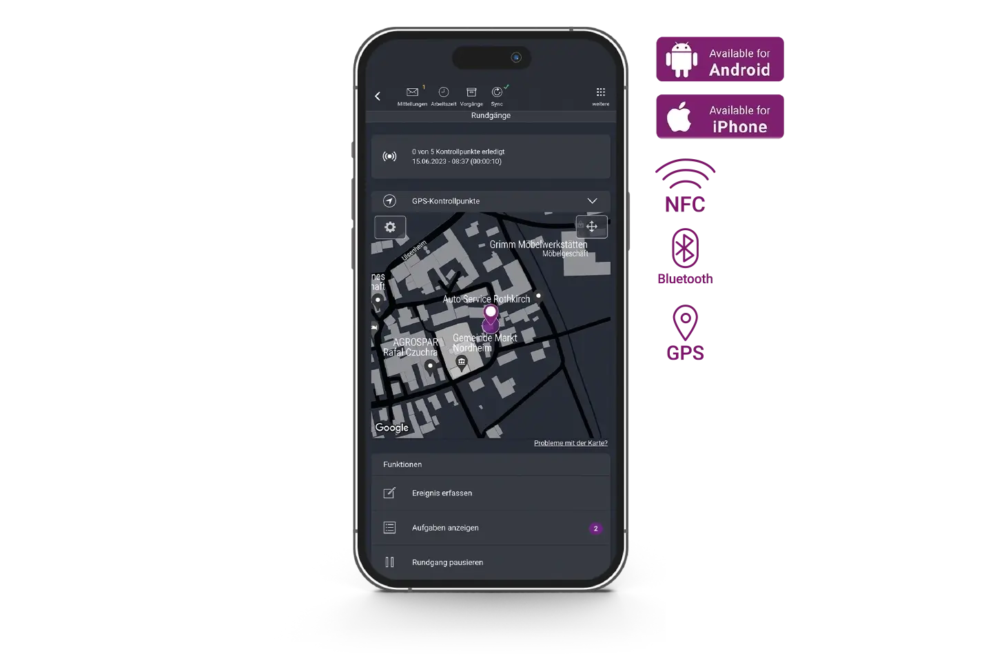 COREDINATE_App_tour_area_map_shown_on_smartphone_screen