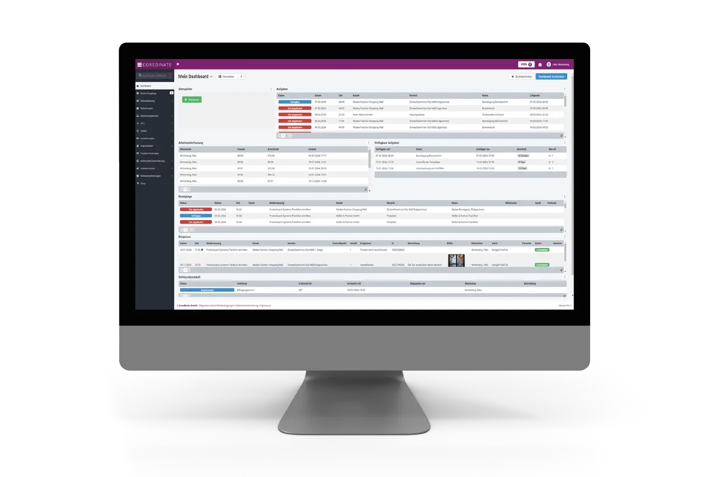 COREDINATE_Portal_dashboard_shown_on_computer_screen