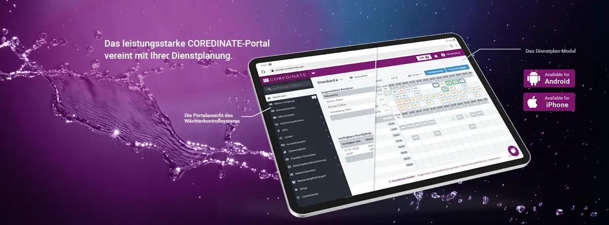 COREDINATE<sup>®</sup> Portal mit Dienstplan