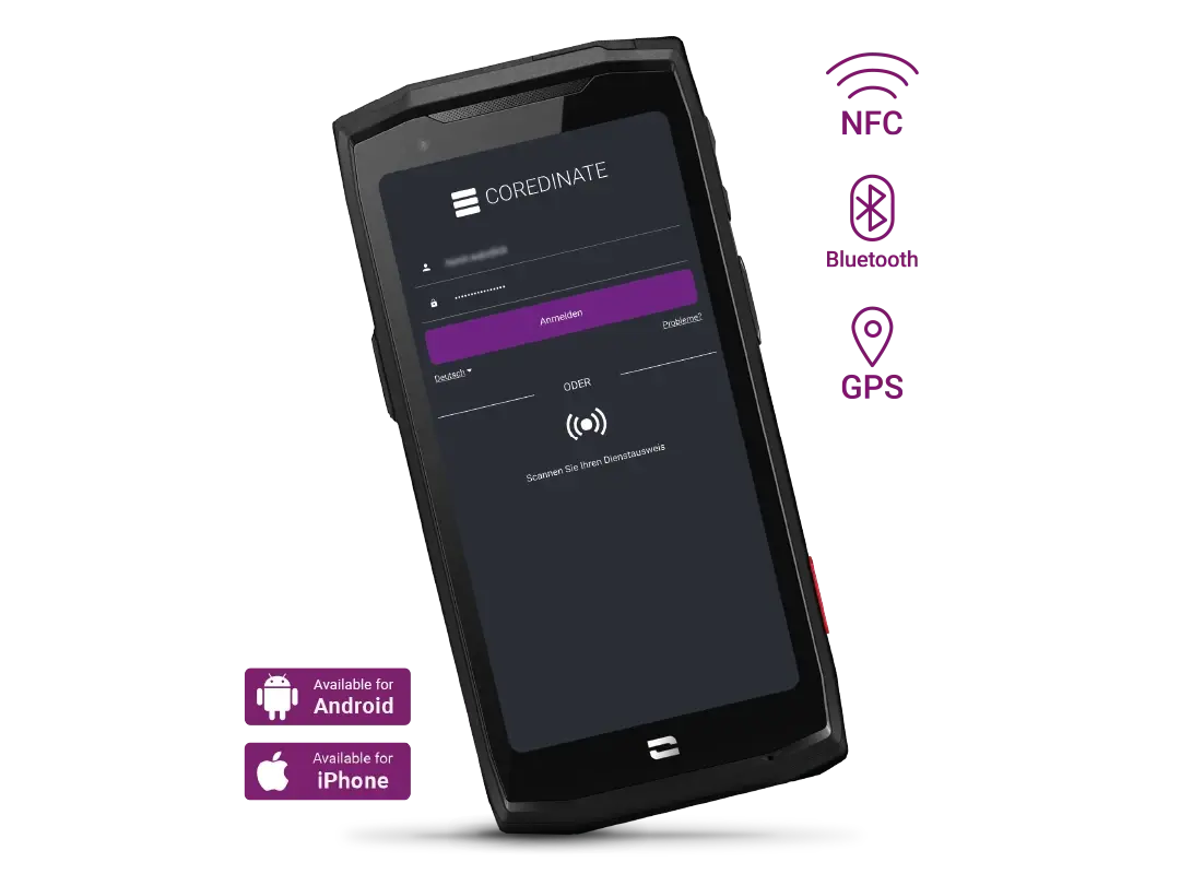 Crosscall Smartphone mit COREDINATE Wächterkontrollsystem