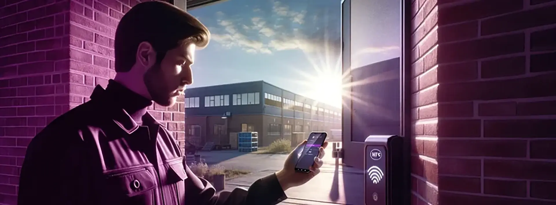 Système de contrôle des gardiens en ligne L'homme regarde son téléphone portable avec l'écran COREDINATE