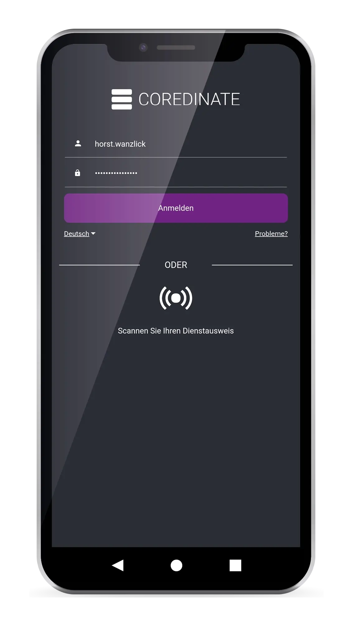 Login_COREDINATE_Smartphone