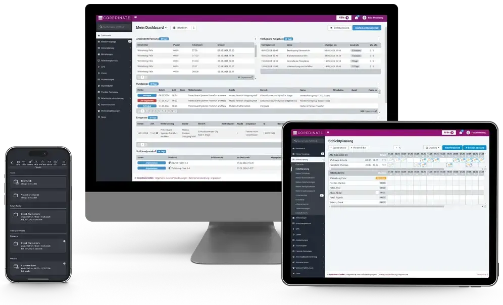 COREDINATE auf Desktop PC, Tablet und Smartphone
