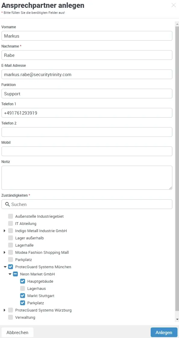 Ansprechpartner, anlegen, Portal, OWKS