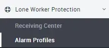 Alarm profile, Monitored devices, Settings, loneworkerprotection, security