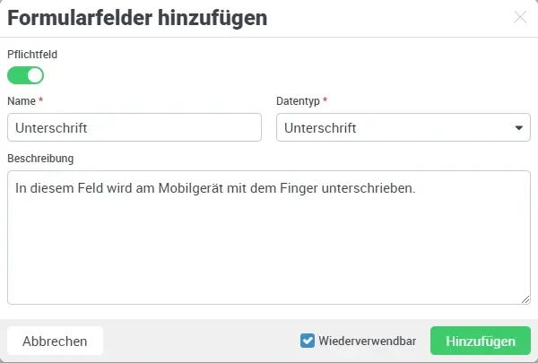 Formular anlegen vierter Schritt