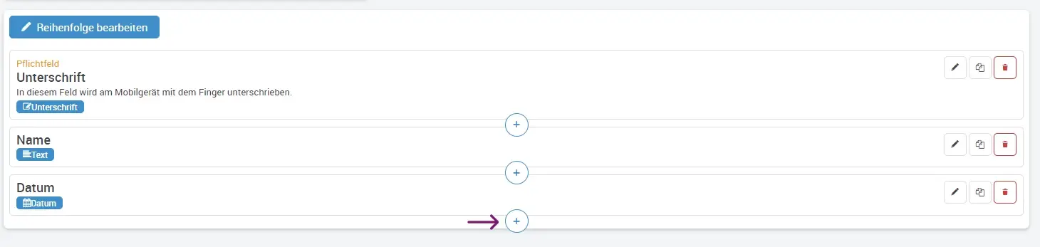 Formular anlegen sechster Schritt