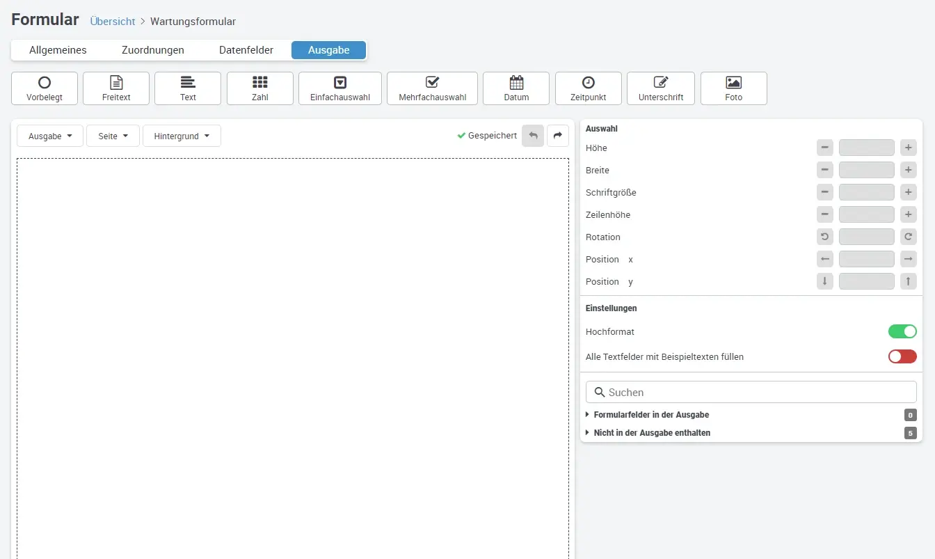 Formular anlegen zehnter Schritt Hintergrund