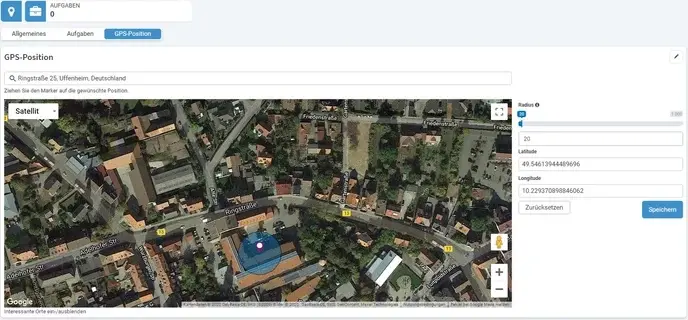 Portal Kunden GPS-Kontrollpunkt anlegen Karte 