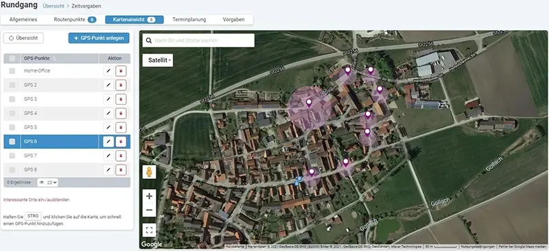 Portal uebersicht Kartenansicht GPS Radius Uebersicht