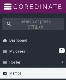 Memos / Messages tab in sidebar