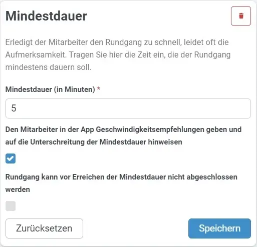 Zeitvorgaben, Rundgang, OWKS, Mindestdauer