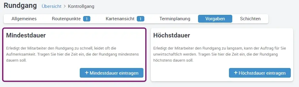 Zeitvorgaben, Rundgang, OWKS, Mindestdauer
